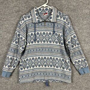 Vintage Denim Republic Women's Fair Isle‎ Quarter Zip Pullover Sweater L
